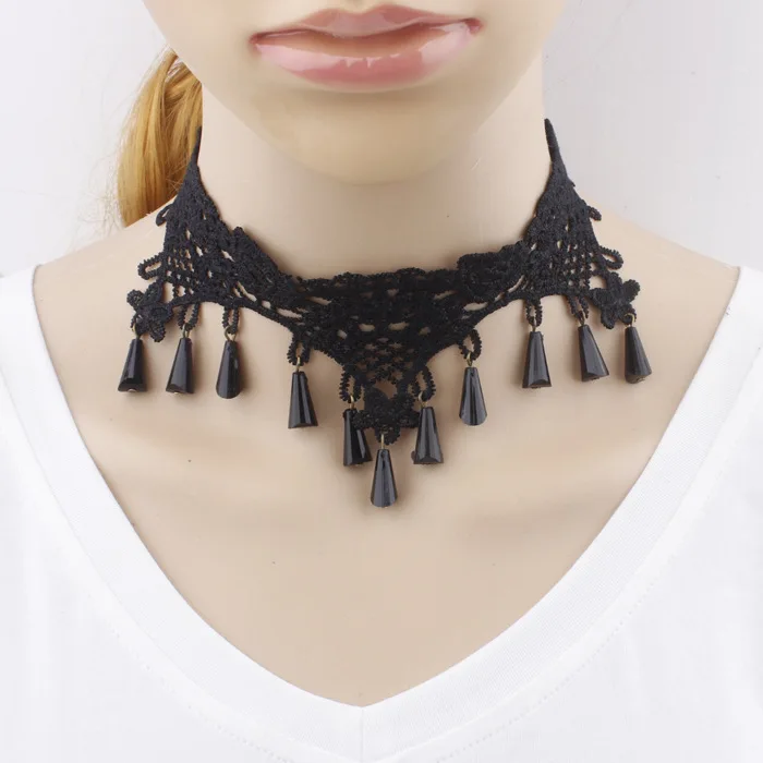 

2022 Cheap jewelry wholesale Korean design black lace choker necklace