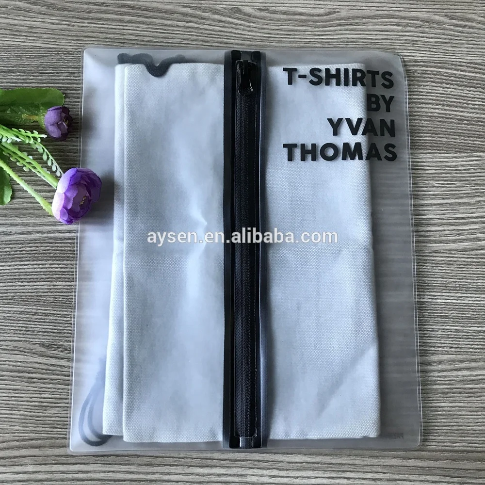 Matt Clear Tshirt Bags With Waterproof Zipper,Frosted Clear Plastic