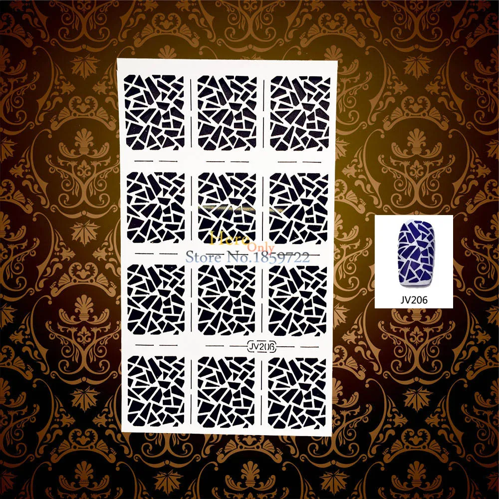1PC New Nail Stencil Template Stickers Irregular Triangle Pattern Nail Vinyls Easy Use HWJV206 Nail Manicure