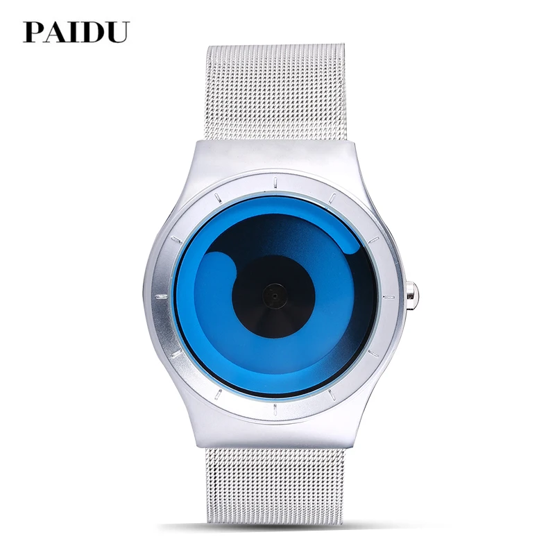 

Paidu Creative Brand Luxury Mesh Stainless Steel Strap Men Casual Turntable Dial Fashion Minimalist Women Quartz Wrist Watch New