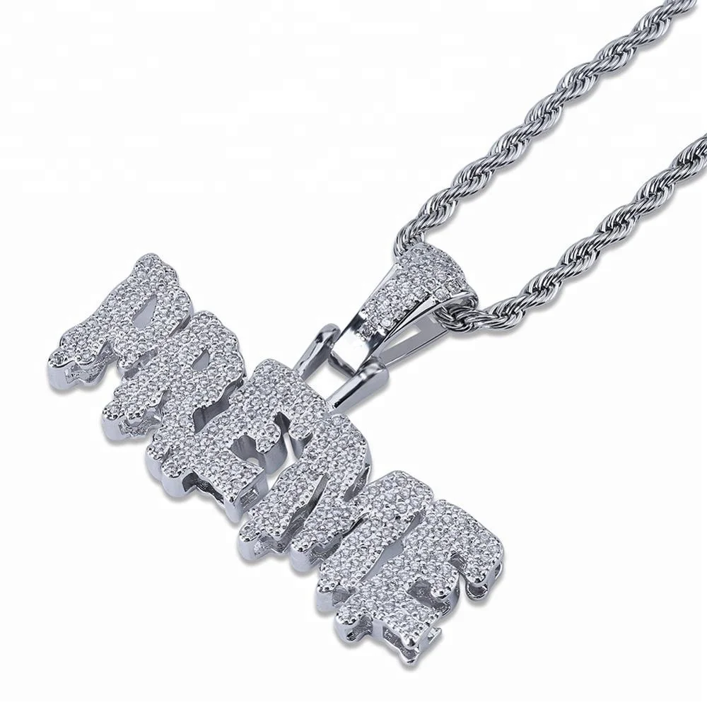 

Hip Hop Jewelry Gold Silver Preme CZ Men Pendant Necklace