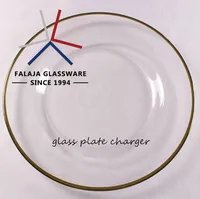 

FALAJA hot sell three different size gold rim glass plate charger