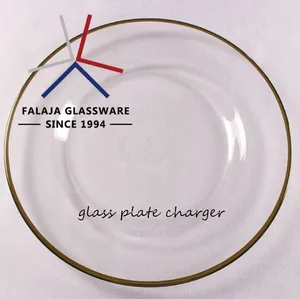 Image of FALAJA hot sell three different size gold rim glass plate charger
