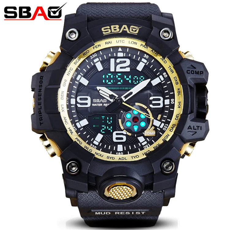

SBAO S-8005-C Double Display Digital Men Watch Zegarki Damskie Multi Function Watches Male Outdoor Military Sport Montre Homme