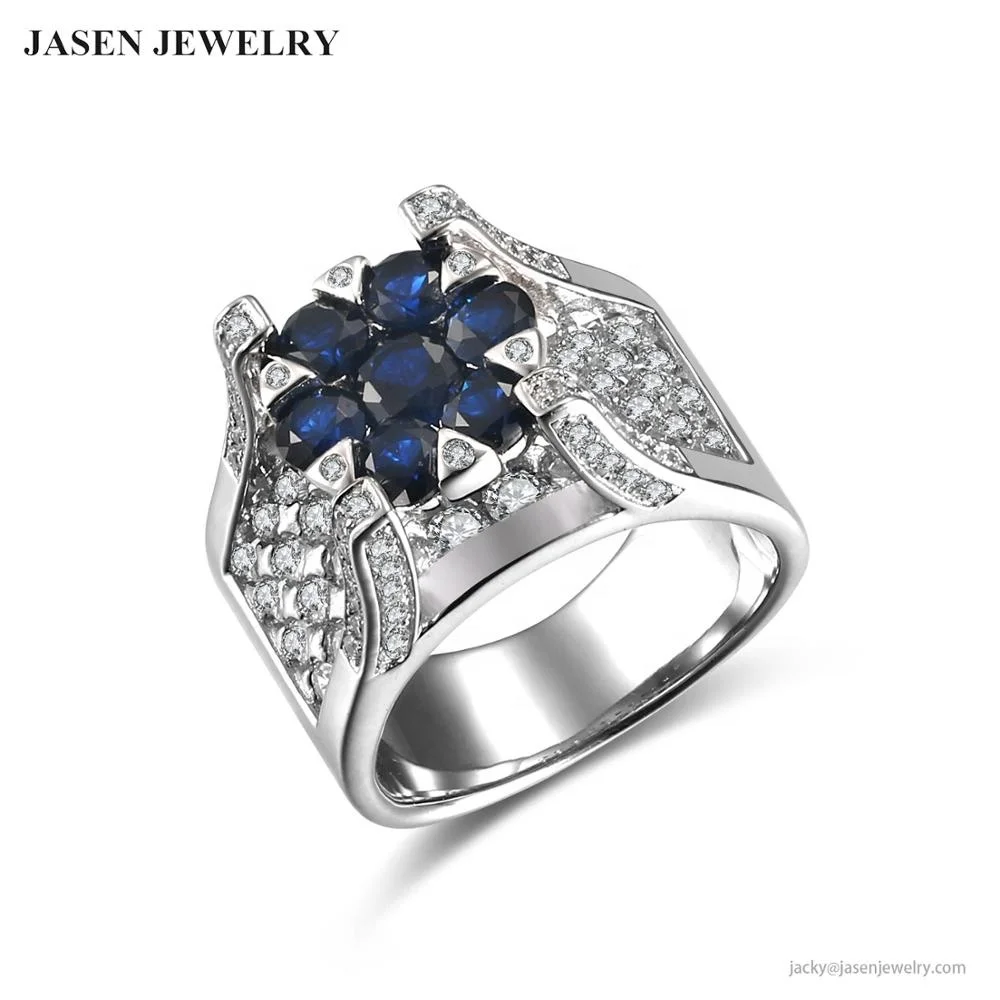 Famous Brands Jewelry 925 Sterling Silver Ring Mens Blue Stone Rings