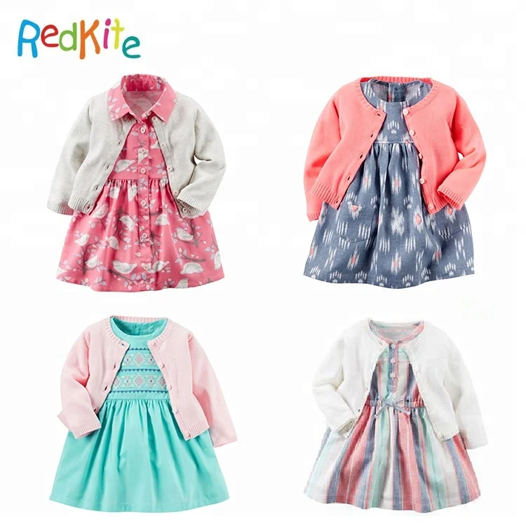 

2018 Modern new design cotton 3 piece sets bodysuit dress cardigan set baby girls dresses, Customized color