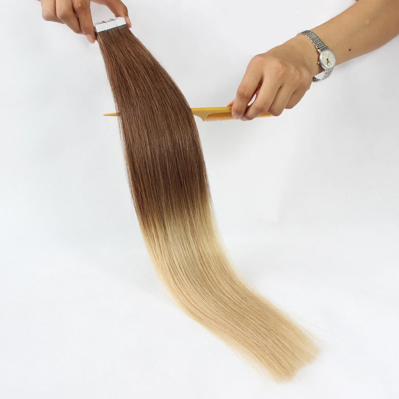 

High quality cheap Russian soft tape ombre hair extensions human hair, 20 colors in stock;included in the piano color and ombre color