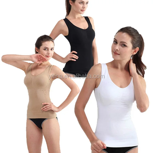 

TV1405 Seamless Slimming Camisole Underwear Plus Size 3 Color Genie Cami Shaper With Removable Pads