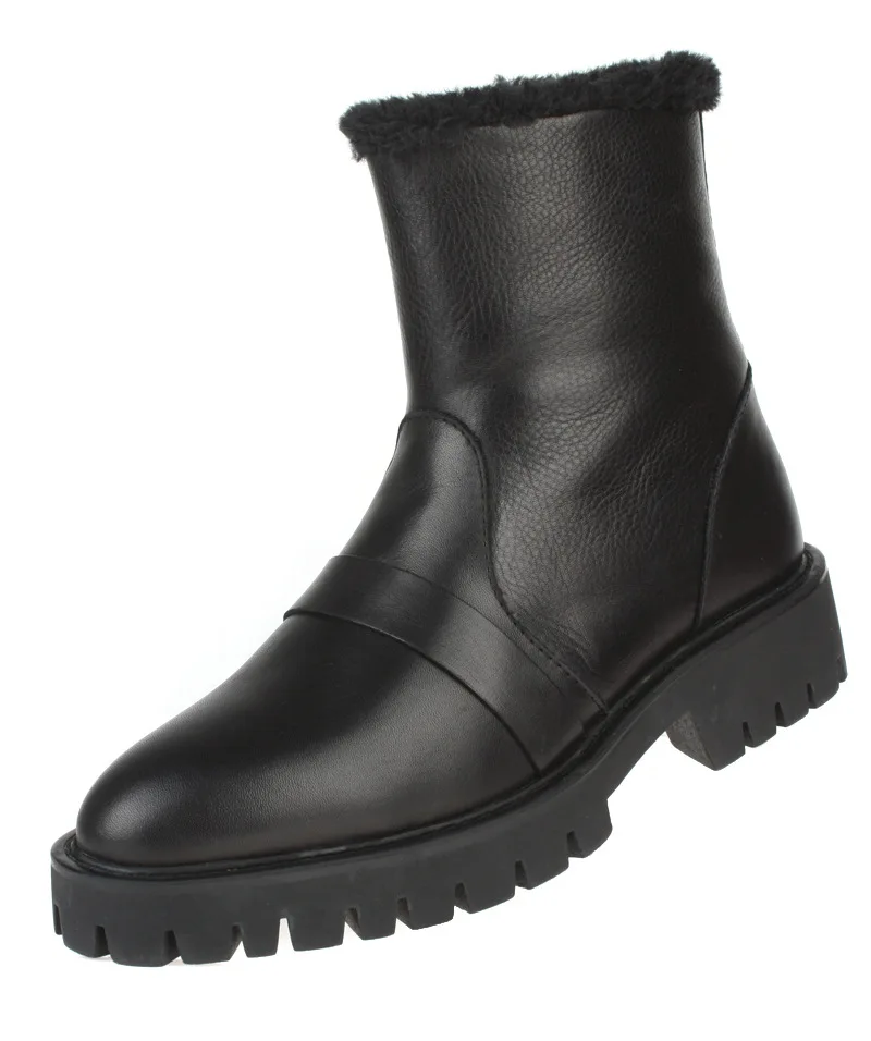 2016 Fashion Brown Black Mens Ankle Boots Platform Genuine
