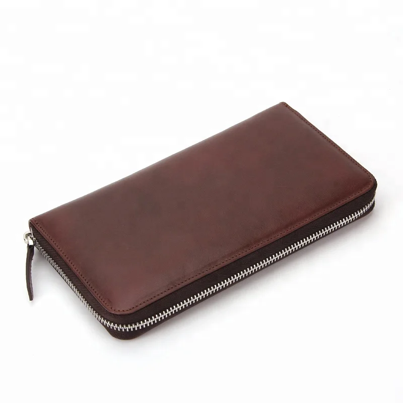 Wholesale Travel Men Leather Long Zipper Wallet Rfid Blocking Credit