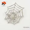 funny shinny colorful rhinestone metal insect spider brooch with silver web