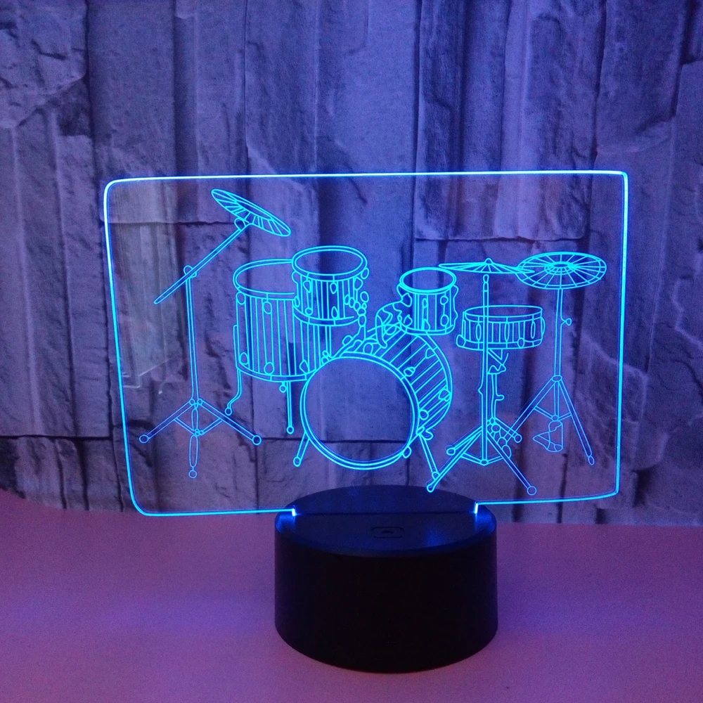 Hot Sale Engraved Acrylic Custom 3D LED Night Light Drum Set for Ball Room