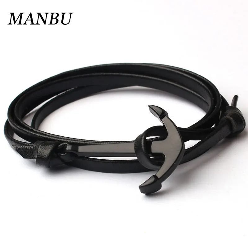 

anchor bracelet leather and metal bronze jewelry bracelet men 12476
