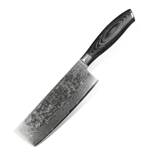 Image of 6.8 inch Japanese VG10 damascus steel kitchen cleaver nakiri knife