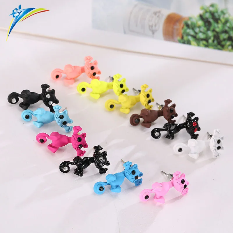 2019 Fashion Accessories Cute Cartoon Animal Cat Earrings 3D Animal Stud Earrings
