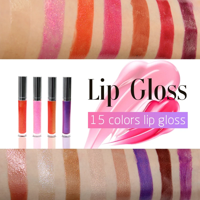 

red flavored no label wholesale your brand custom logo clear private label organic logo woman liquid lipgloss gloss manufacturer, Multi color