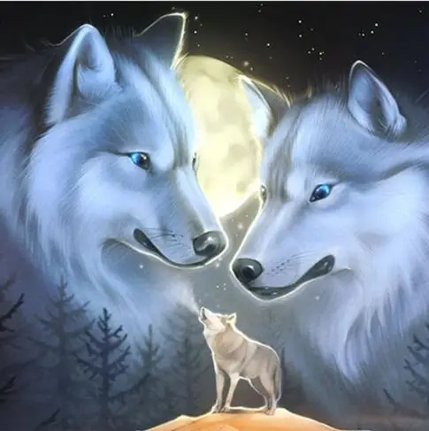 

"Wolf roar moon" Diamond Painting Cross Stitch Diamond Embroidery Diamond Mosaic Picture Rhinestones Full Resin