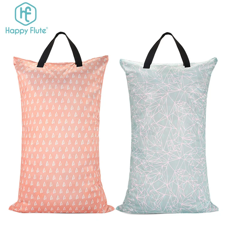 

high quality handle conveniently printed pul waterproof cloth wet bag washable diaper bag nappy bag, Customized colors