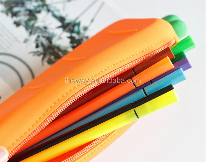 Cute Carrot Pencil Case Large Capacity Soft Silicone Carrot Pen Pouch Buy Carrot Pencil Case 