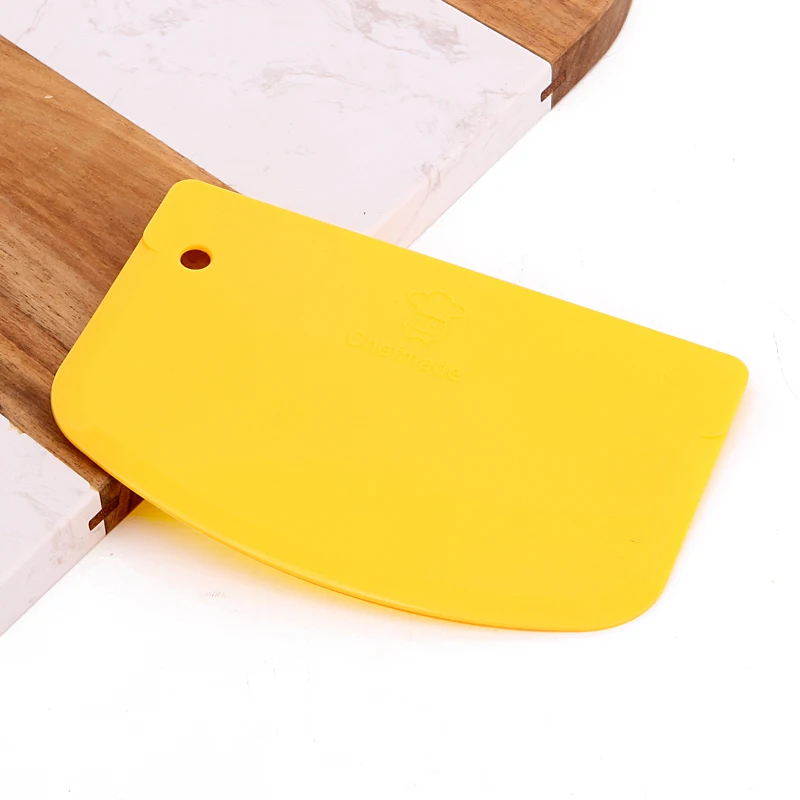 

Silicone Dough Scraper Plastic Pastry Cutter Silicone Bowl Scraper Plastic Cake Scraper, Yellow