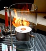 Round glass bio ethanol stainless steel mini fireplace