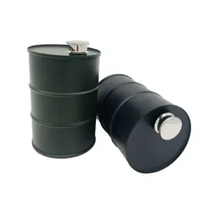 Image of Novelty Oil Barrel Flask, 26 oz Oil Bucket Stainless Steel Hip Flask