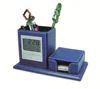 promotional factory custom logo wholesale leather pen case clock with business card holder and convenience clip