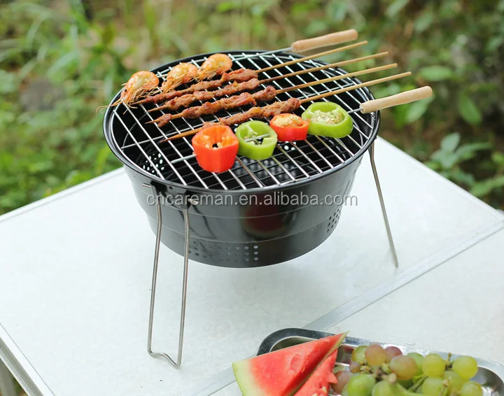 Vouwen Ronde Vormige Ijzer Houtskool Barbecue Grill,Tafel Nieuwe Ontwerp Ronde Tafelblad Houtskool Grill Met
