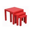 Red square small end table set of 3 tables