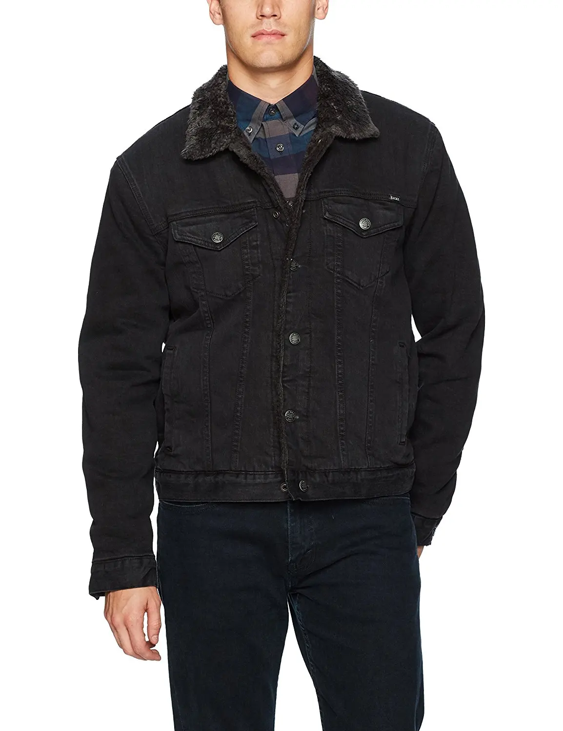 black jean sherpa jacket