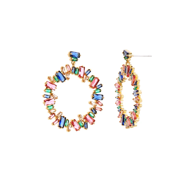 

me00243 Kiss Me Wholesale Handmade Bijoux Stock Fashion Accessories Colorful Diamond Hoop Earrings For Women