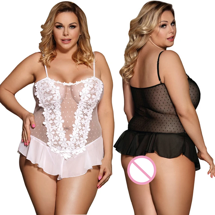 

Low moq white honeymoon lingerie sexy transparent nighty for fat women