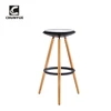 Modern wholesale plastic bar stool cafe shop barstool chair with wooden leg