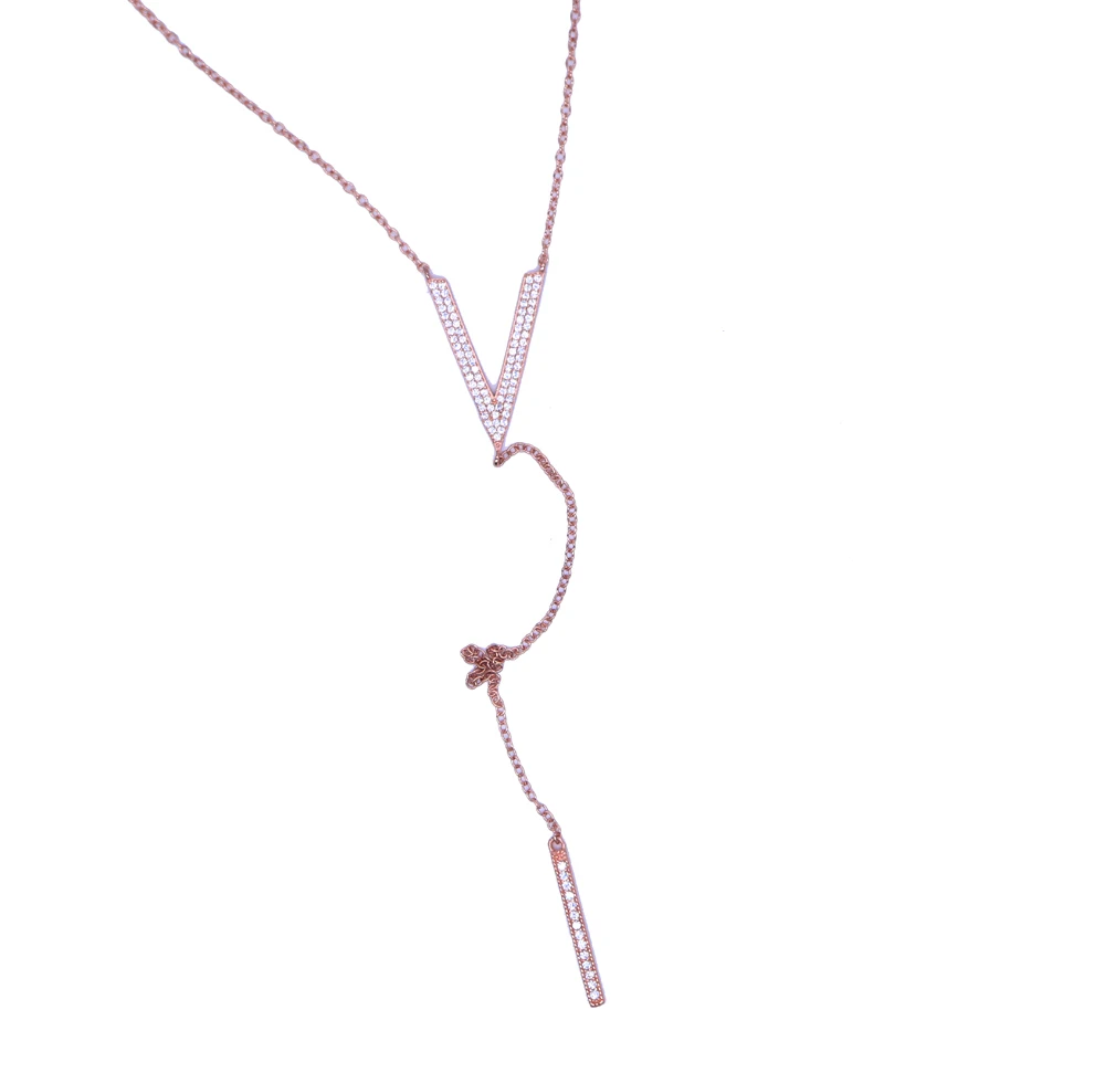 

V-shaped Necklace simple and generous lady CZ Necklace