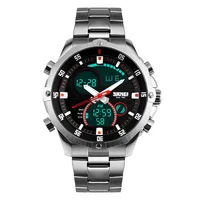 

SKMEI 1146 Digital Quartz Wristwatch Men 30M Waterproof LED Dual Display Wristwatches Stainless Steel Strap Sports Watches