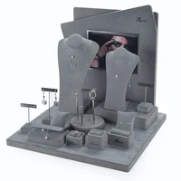 

A Set of Fiber Board Microfiber High Quality Jewelry Display Show Case for Various Jewelry