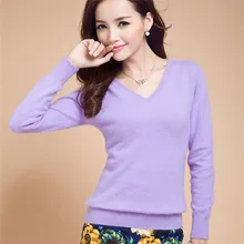 2015 Spring Autumn Cashmere Sweater Women Long Sleeve V-Neck Women Sweater Women Top Basic Fitness Hot Sale Candy Color Pure