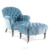 Solid Oak Wood Armchairs With Footrest French Wood Frame chairs