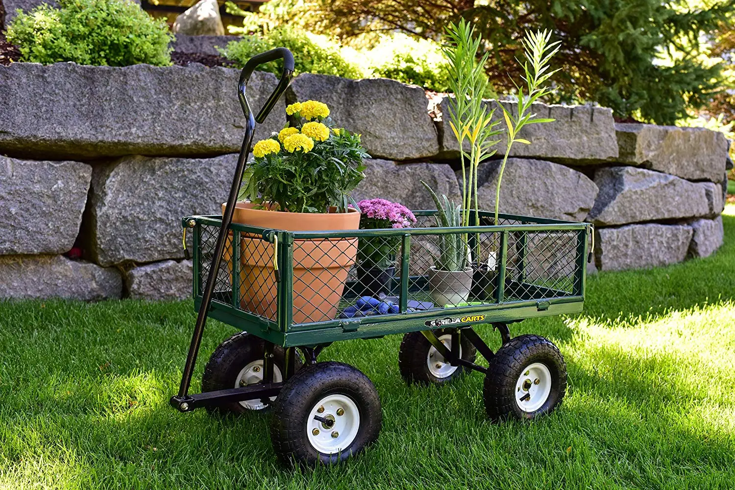 Metal Mesh Garden Cart With Removable Sides For Garden Work Buy