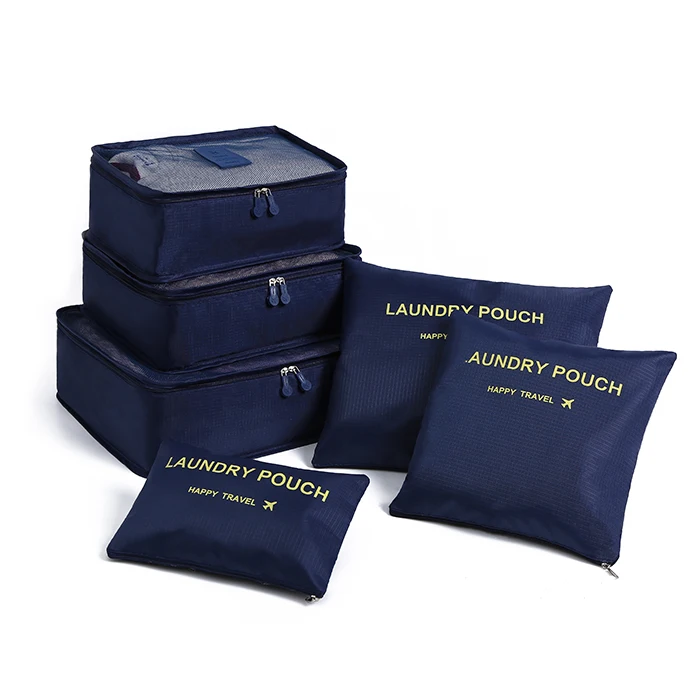 

Wholesale Portable 6 pieces organizer travel bags set for clothes, Hot pink,wine red,watermelon red,pink,green,light blue,navy blue