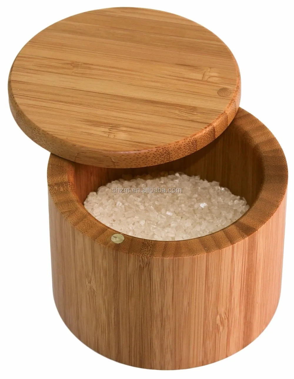 100 Natural Bamboo Round Storage Salt And Pepper Box With Lids For Salt Or Spices
