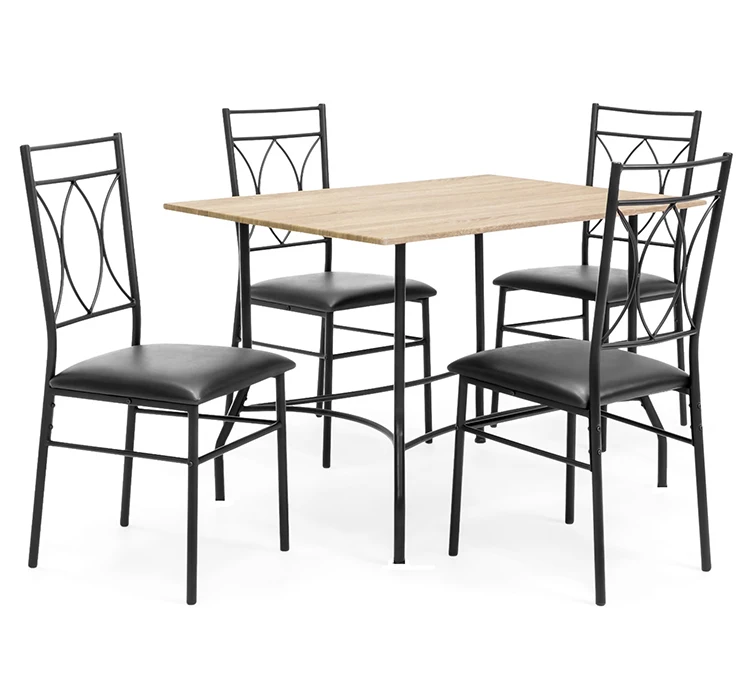 Simple modern popular style Dining table set MDF+PVC Table with Bigger size cushion chairs for dining room