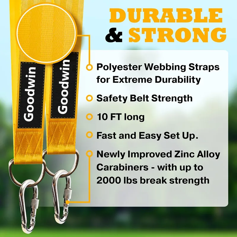 Premium 10ft Long Straps with Safer Lock Snap Carabiner Hooks Perfect for Tree Swing & Hammocks Perfect for Swings,Carry Pouch Easy Installation Bigear Tree Swing Hanging Straps Kit Holds 2000 lbs Premium 10ft Long Straps with Safer Lock Snap Carabiner Hooks Perfect for Tree Swing & Hammocks Perfect for Swings,Carry Pouch Easy Installation Bigear Tree Swing Hanging Straps Kit Holds 2000 lbs