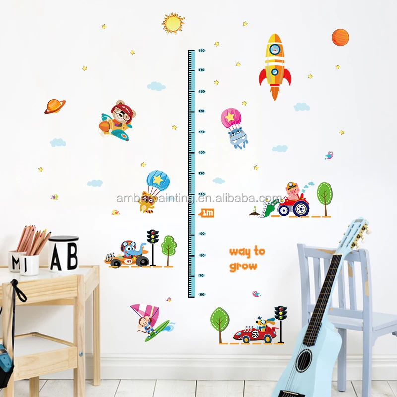 Enfants hauteur mesure mur sportive stickers muraux pour chambre d'enfant
