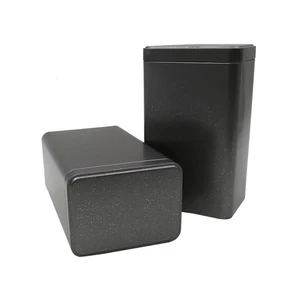 rectangle black matte tea tin can