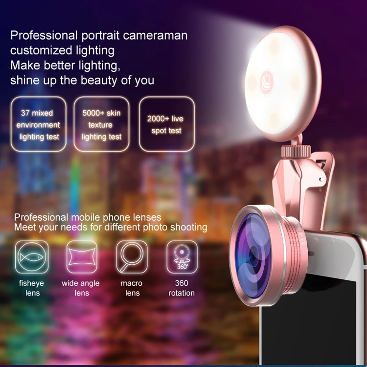 
New technology led selfie flash ring light cell phone camera lens selfie light 