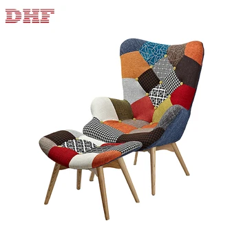 Dhf Fabric Seat Patchwork Wooden Modern Leisure Bedroom Single Sofa Chair Buy Bedroom Sofa Chair Single Sofa Chair Sofa Chair Modern Product On