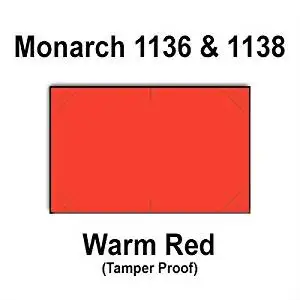 112,000 Monarch 1136/1138 compatible Warm Red General Purpose Labels to fit the Monarch 1136, Monarch 1138 Price Guns. Full Case + includes 8 ink rollers.