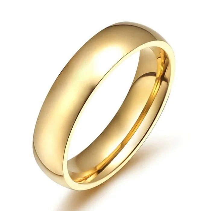 

Simple style 4mm width blank style free laser engrave stainless steel gold index finger ring for men women