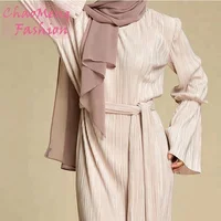 

1622# Latest Islamic Muslimah Fashion Modest Clothing Kaftan Pleated Muslim Dress Dubai Abaya Muslim Dresses